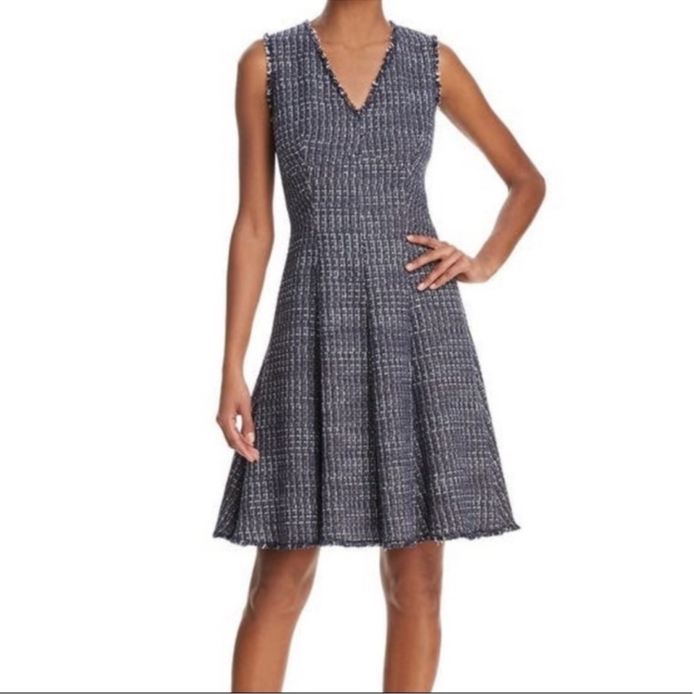Rebecca Taylor Black & White Tweed Sleeveless Dress Size 2 EUC